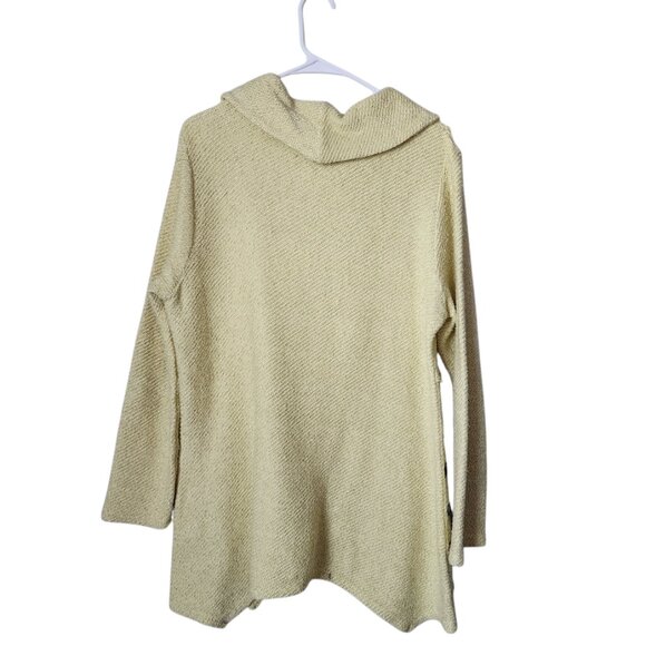 SOFT SURROUNDINGS Butter Yellow Knit Asymmetrical Cowl Neck Pullover Sweater L - Picture 2 of 7